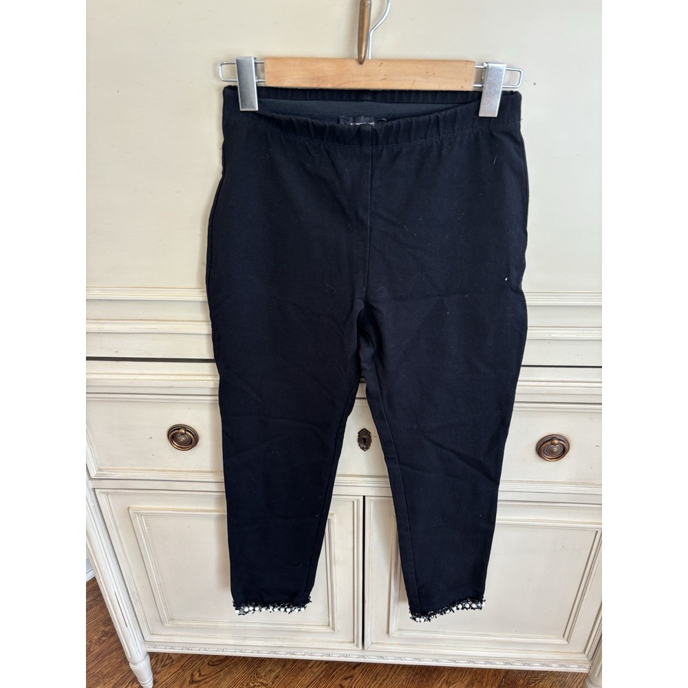 Karen Kane Black Cropped Pants Beaded Trim Elastic Waist Cropped Small Work Pant